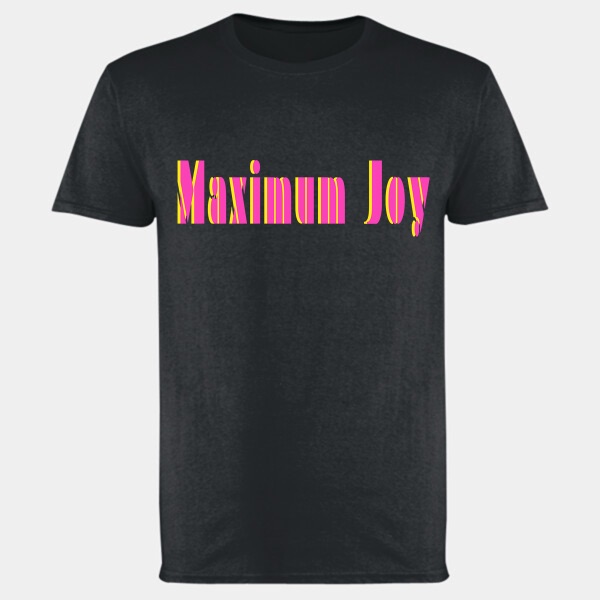Maximum Joy short-sleeve t-shirt — black with pink and yellow Maximum Joy logo